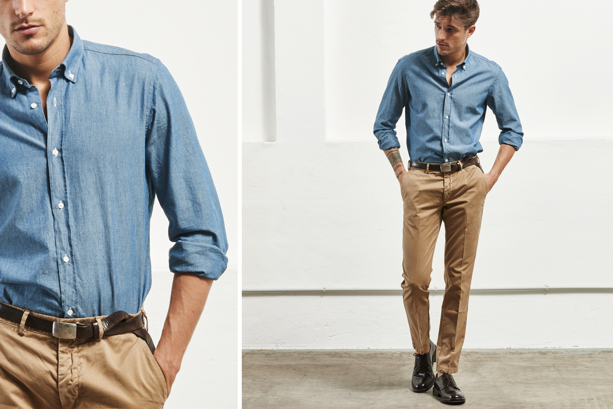camicia chambray telablu