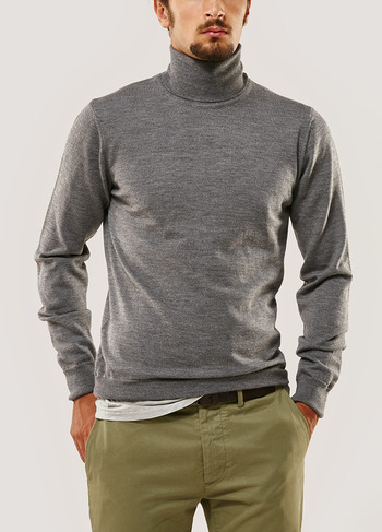 maglia dolcevita grigio merino extrafine